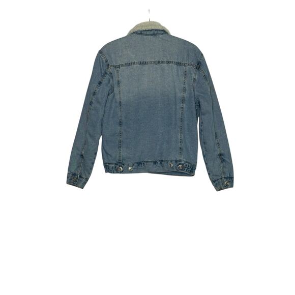 Forever 21 men Jean Sherpa lining buttoned jean jacket size S - Picture 9 of 11